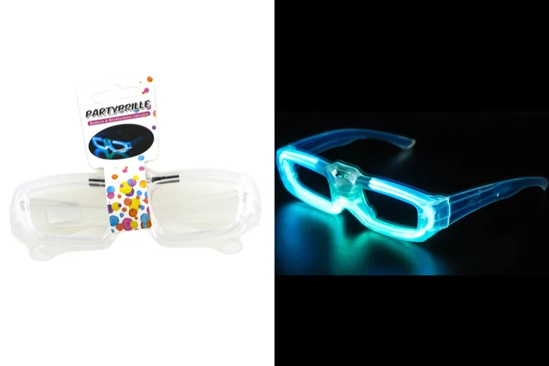 LED Partybrille Leuchtbrille Neon Brille 1x Mixfarbe Bad-Taste Brille
