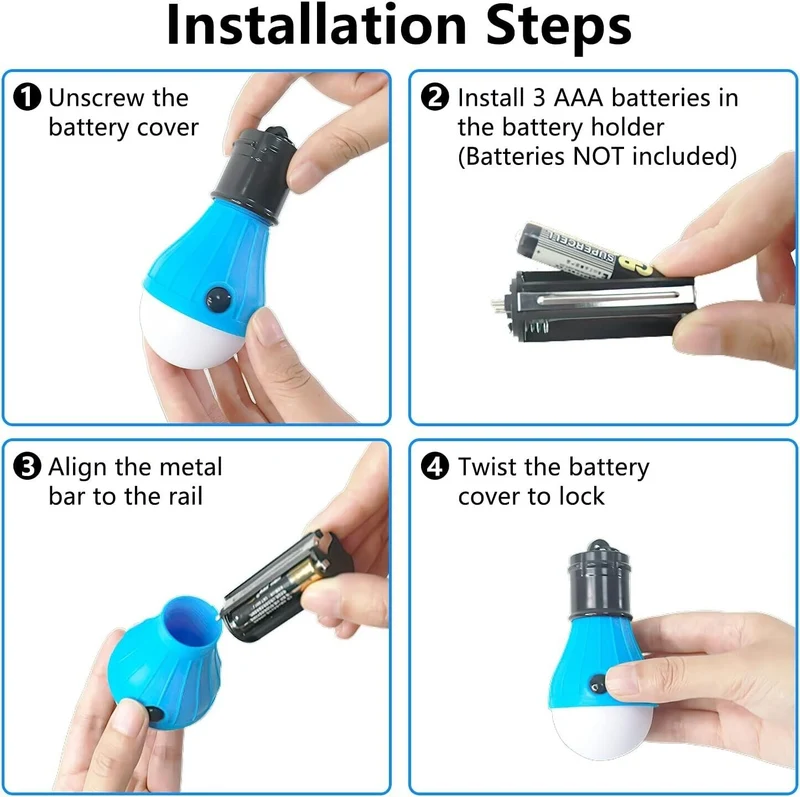 5x LED Campinglampe mit Clip–4 Modi Zeltlampe Batteriebetrieben–Outdoor Notlicht