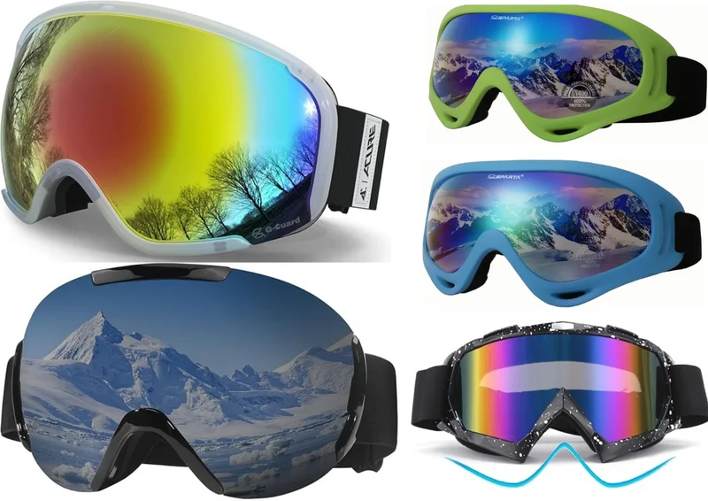 Skibrille UV400 Snowboard Brille Anti Fog Verspiegelt Getönt Damen Herren S2 S3
