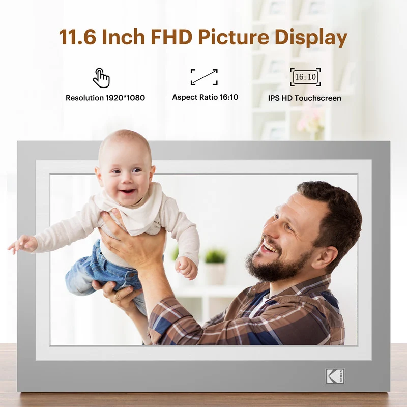 KODAK RWF-116 11.6" Digital Photo Frame 32GB Wi-Fi (Grey Wood)
