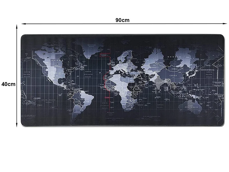 Gaming Mauspad XXL 90x40 cm Weltkarte – Große Schreibtisch Unterlage rutschfest