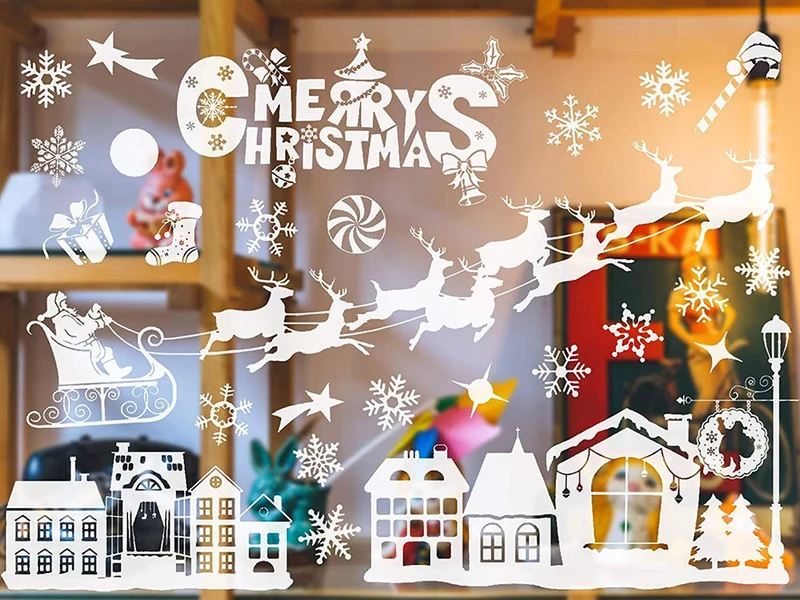 Weihnachtsaufkleber Fensteraufkleber Fenster Weihnachten Schneeflocken Weiß