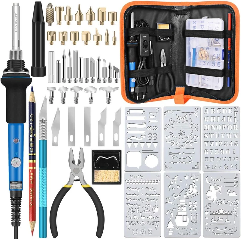 42-teiliges Lötkolben Set 60W mit Temperaturregelung 220–450 °C – Ideal für Holzbrandmalerei, Reparaturen & Hobbyarbeiten