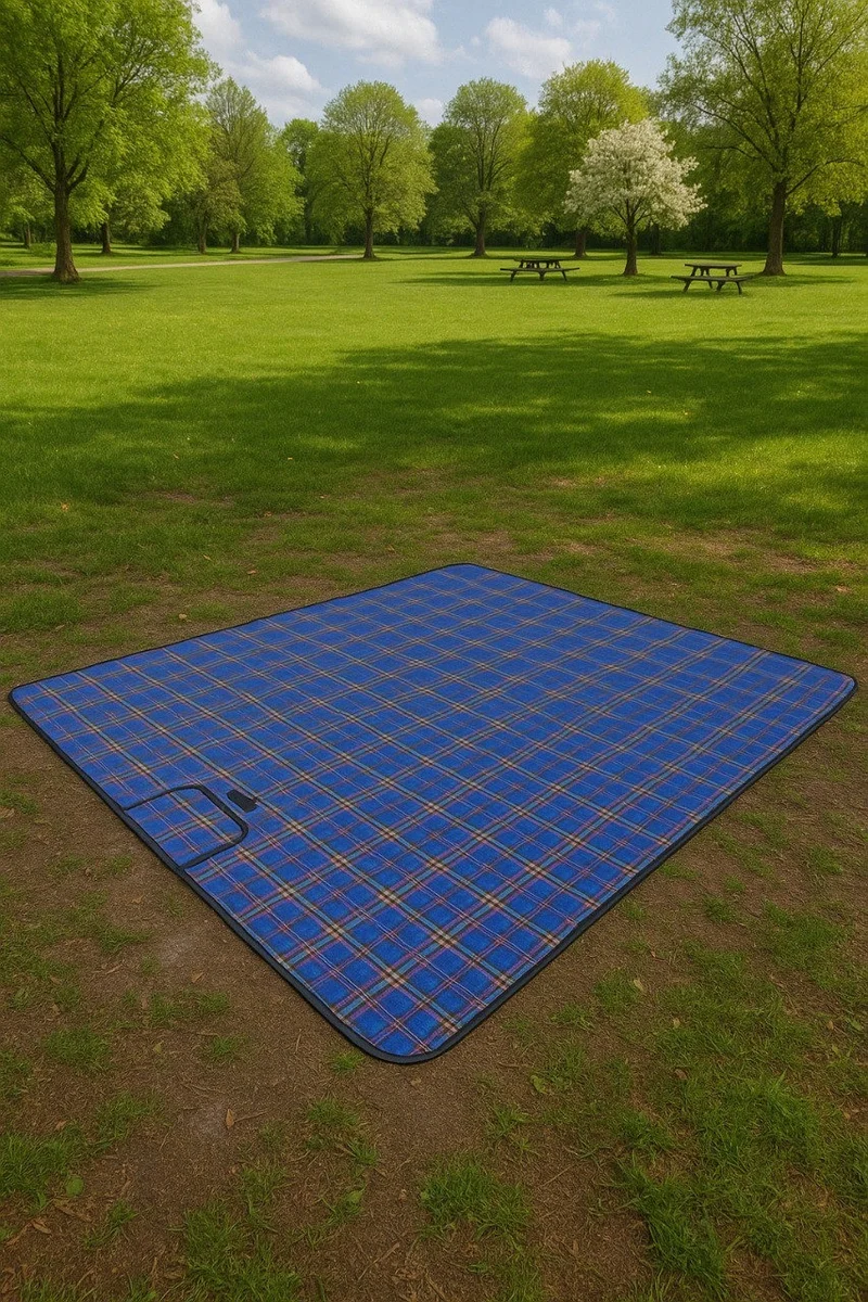 Wasserdichte Picknickdecke 145x180 cm – Faltbare Stranddecke Blau