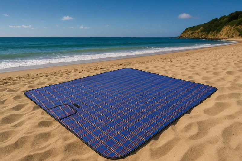 Wasserdichte Picknickdecke 145x180 cm – Faltbare Stranddecke Blau