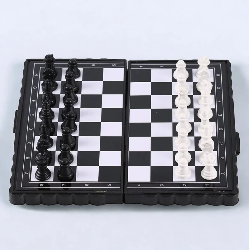 Mini Schachspiel 2in1 – faltbares Schach & Dame Set für Reise Kinder