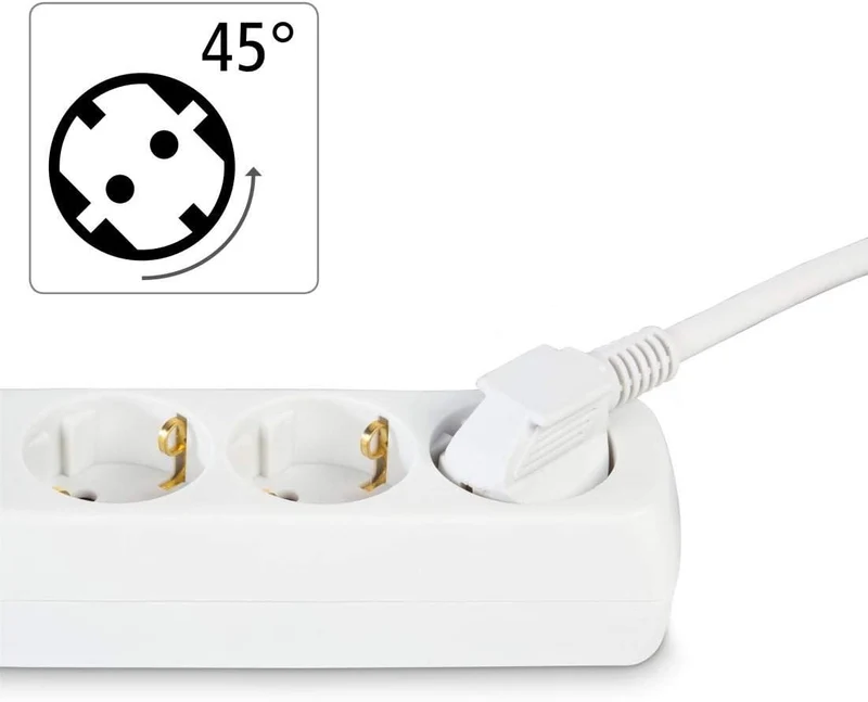 Hama Steckdosenleiste 3fach Mehrfachstecker Steckerleiste 1,4m Schuko 45° Weiß