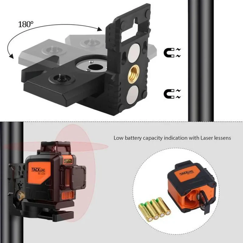 TACKLIFE SC-L04, Professionelles Kreuzlinien-Laser 30 m, 360 Grad/Weitwinkel