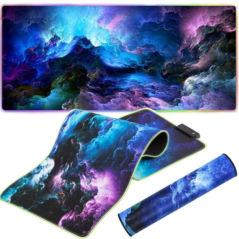 LED RGB Gaming Mauspad 80x30 cm – Beleuchtetes Mauspad mit USB & Anti-Rutsch
