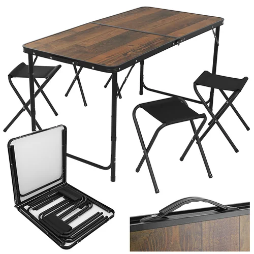 Camping Tisch Set klappbar mit 4 Stühlen Koffer höhenverstellbar Outdoor
