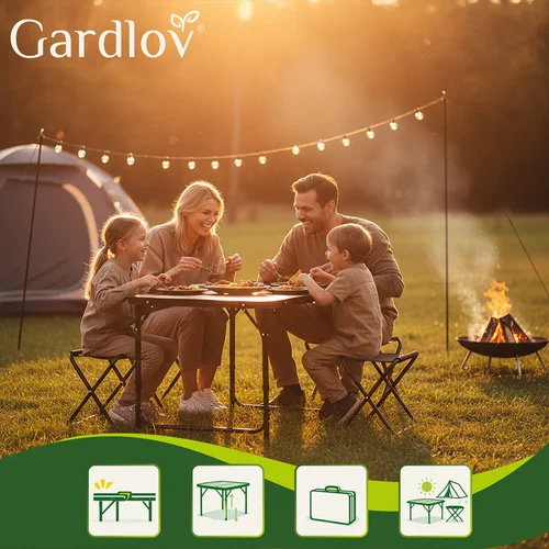 Camping Tisch Set klappbar mit 4 Stühlen Koffer höhenverstellbar Outdoor