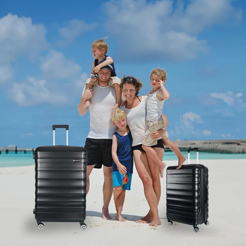 3-teiliges Hartschalen Kofferset Schwarz – Reisekoffer M/L/XL mit 4 Rollen & Zahlenschloss – ABS Trolley für Urlaub & Flugreisen