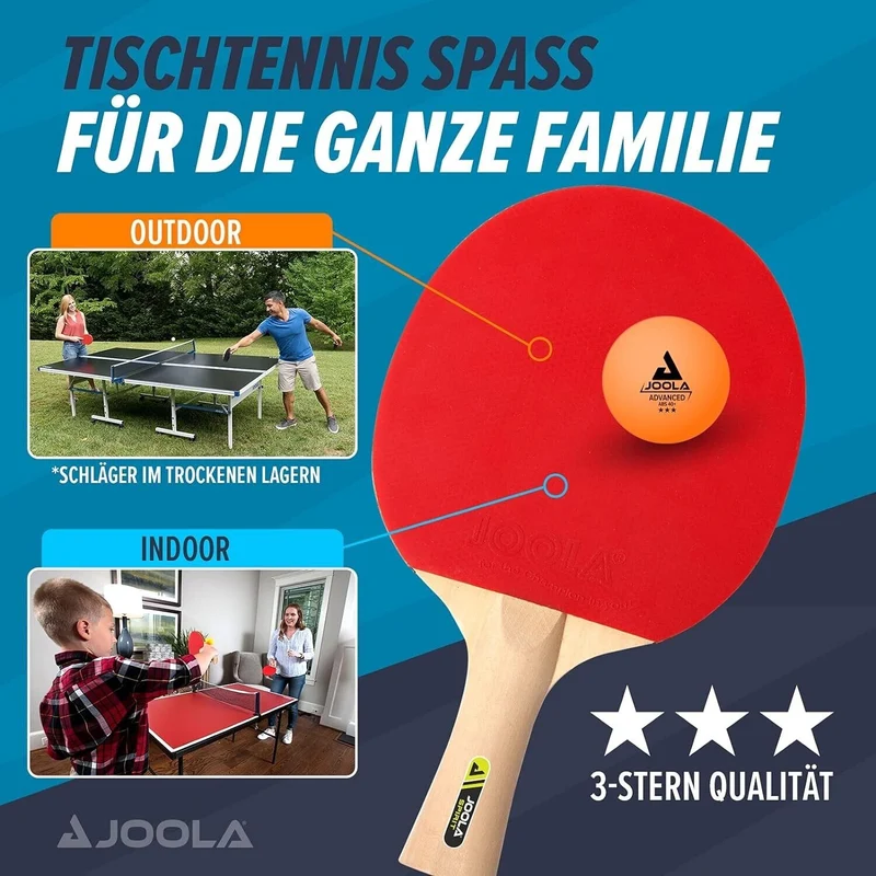 JOOLA Tischtennis Family Set – 4 Schläger, 10 Bälle und Tasche für Familie, Schule und Freizeit