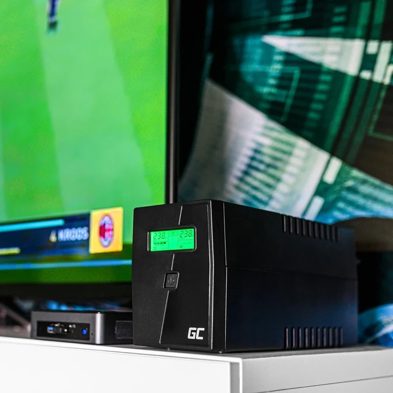 Green Cell USV 600VA 360W Line-Interactive UPS mit AVR, LCD, USB, RJ11 und 2x Schuko Steckdosen