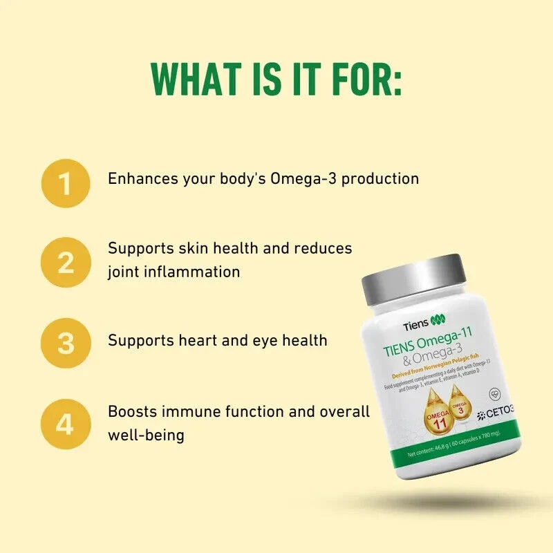 Tiens Omega-11 & Omega-3 (CETO3) – Hochwertige Omega-Fettsäuren | 60 Kapseln