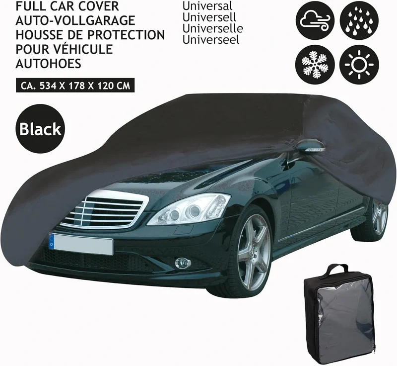Dunlop Autoabdeckung 534 × 178 × 120 cm – wasserdichte Ganzgarage mit Befestigung und Aufbewahrungstasche