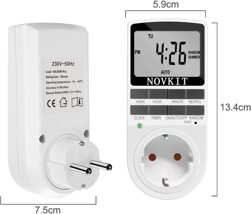 Digitale Zeitschaltuhr Steckdosen Timer Wochenzeitschaltuhr 24Std 10Prog 3680W
