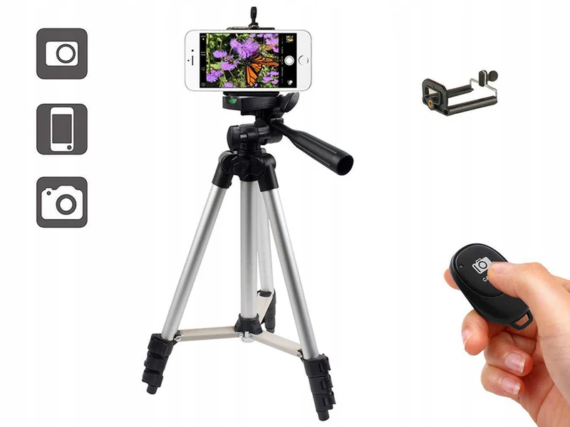 Handy Stativ Tripod mit Bluetooth Fernbedienung – 4in1 Smartphone Halter 100cm
