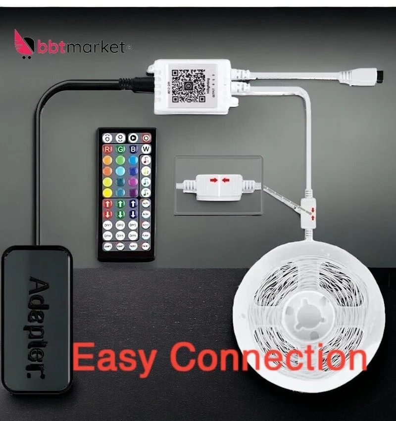 LED Strip 40m RGB – Bluetooth LED Streifen mit App & Fernbedienung, Musik Sync, 16 Mio. Farben, Timer
