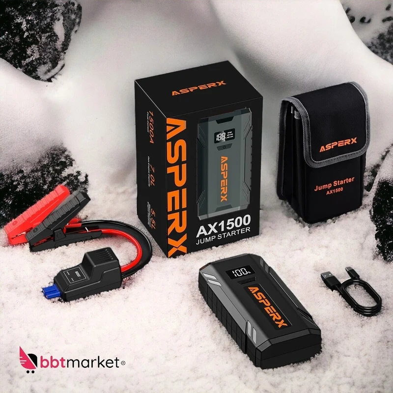 Auto Starthilfe Powerbank 2000A – 12V Booster mit LED, USB Powerbank & Sicherheitsfunktionen für Benzin- und Dieselfahrzeuge