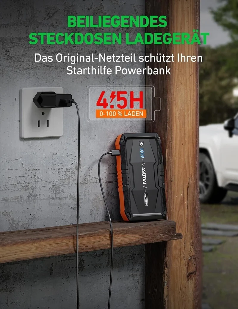 KFZ Starthilfe 1500A 12V Powerbank Starter mit Ladegerät LED USB Boost