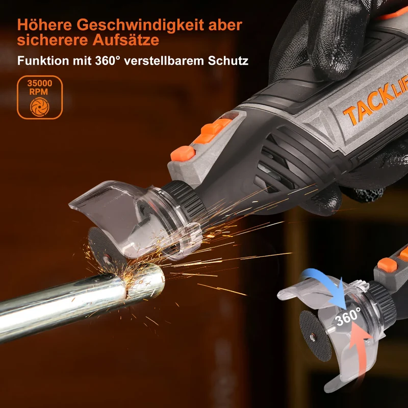 TACKLIFE Drehwerkzeug Rotationswerkzeug 135 W 35000 U/min 150-Zubehör