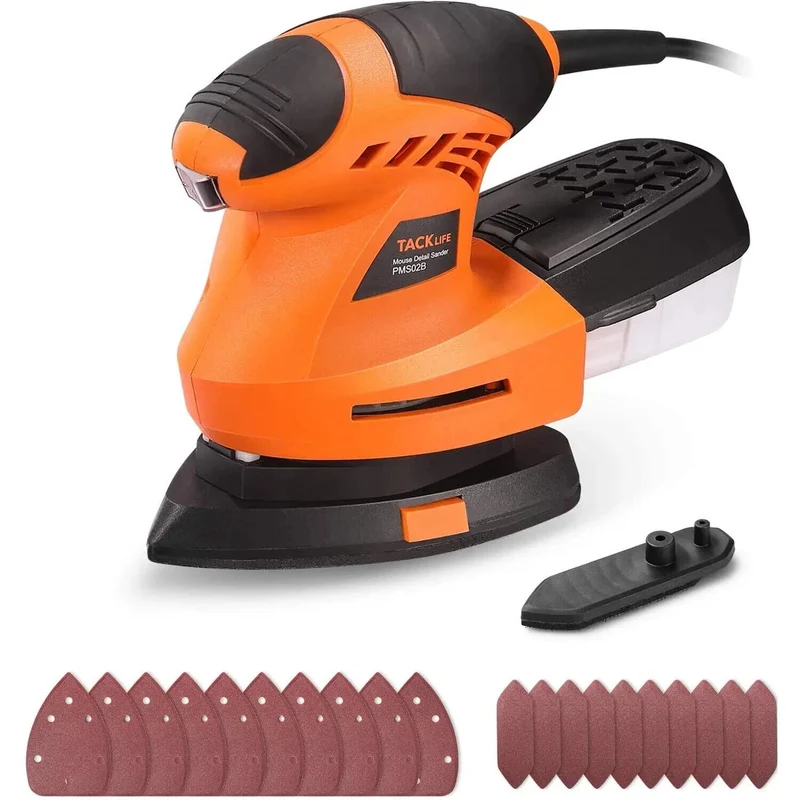 Tacklife Mouse Detail Sander mit Schleifpad 20Stücke Schleifpapier 360° 12000OPM