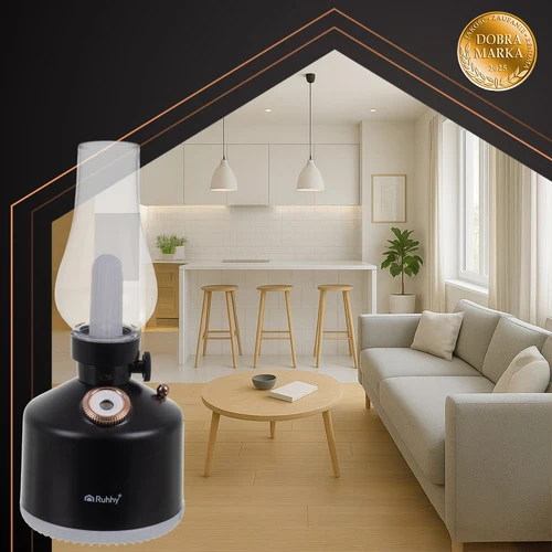 Ruhhy Aive USB Luftbefeuchter mit Diffusor & 14 RGB-LEDs – Retro Aroma Diffusor mit Akku