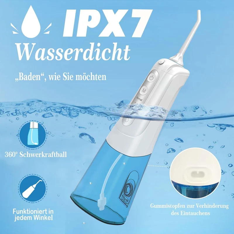SURFOU Munddusche Kabellos – Elektrischer Water Flosser mit 4 Modi, USB & IPX7
