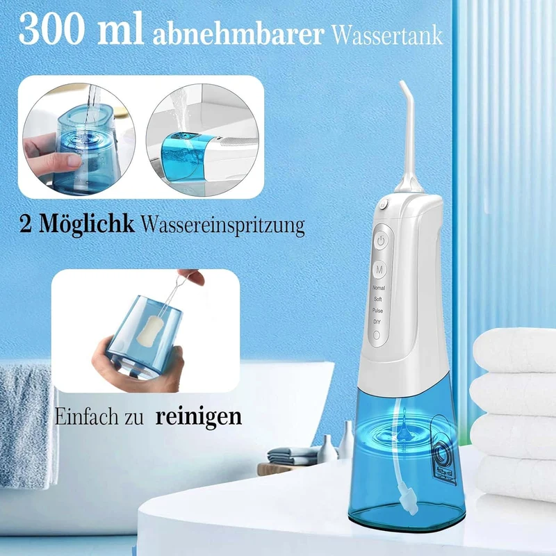 SURFOU Munddusche Kabellos – Elektrischer Water Flosser mit 4 Modi, USB & IPX7