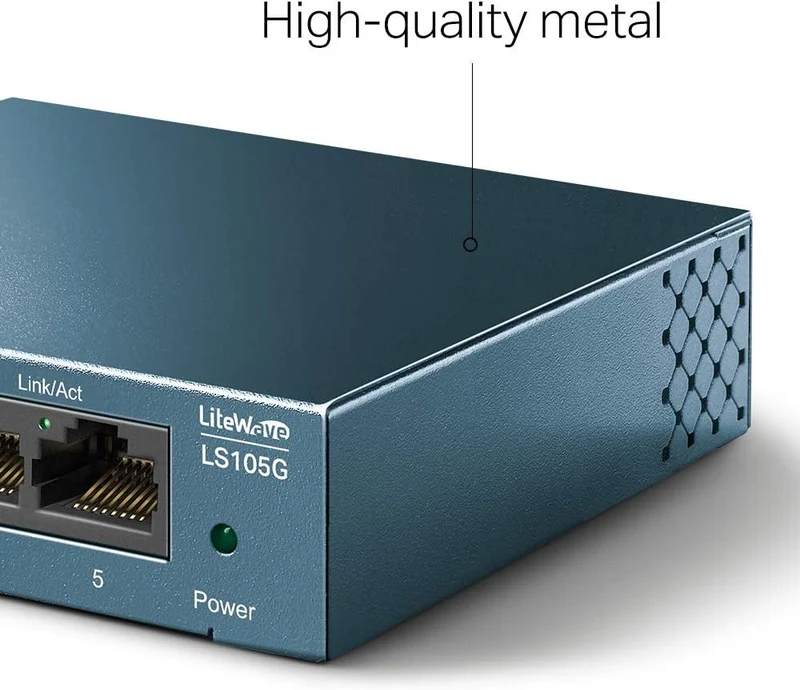 TP-Link LS105G 5-Port Gigabit Switch – Metallgehäuse lüfterlos Plug & Play
