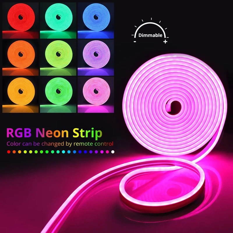 RGB LED Neonstreifen 5m – Flexibel, IP67 Wasserdicht & Bluetooth Steuerung