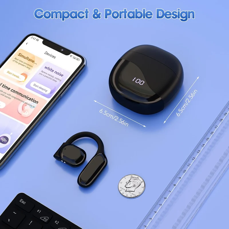 Übersetzer Kopfhörer Bluetooth 5.4 Echtzeit 138 Sprachen Open Ear mit ENC