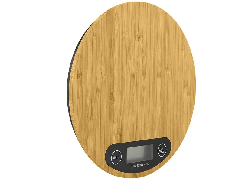 Digitale Küchenwaage Bambus bis 5 kg – Elektronische Feinwaage mit LCD Display und TARA Funktion