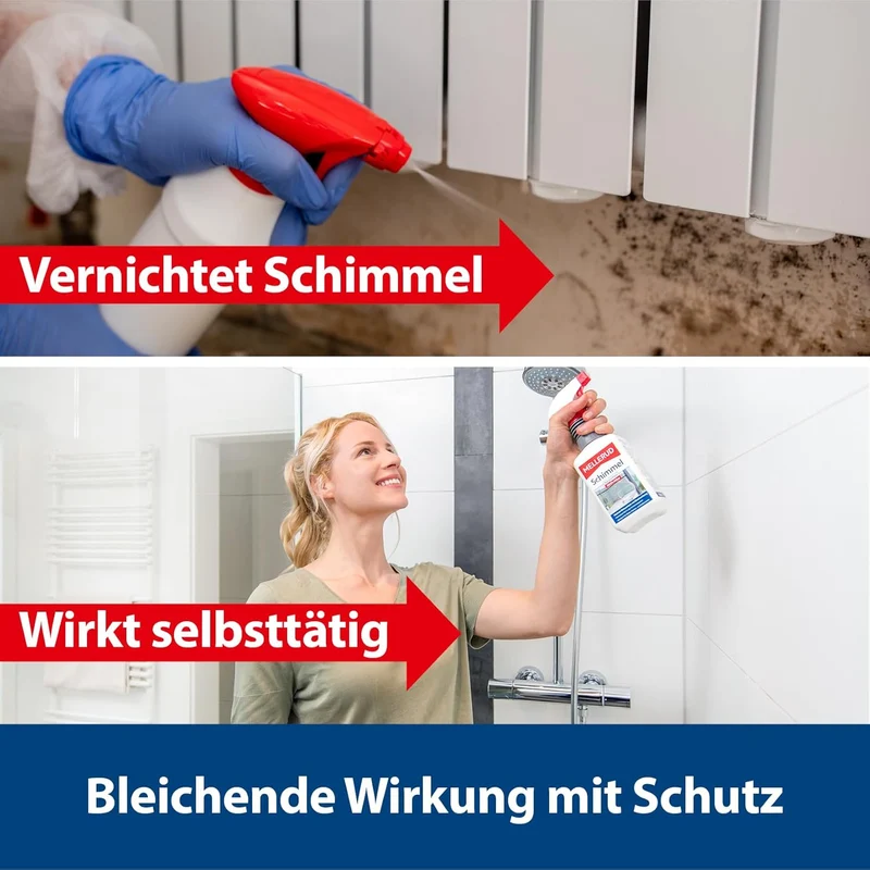 MELLERUD Schimmel Vernichter Aktivchlor 0,5 l – Effektives Anti-Schimmel Spray für Bad, Küche & Keller, Entfernt Schimmelsporen, Pilze & Stockflecken