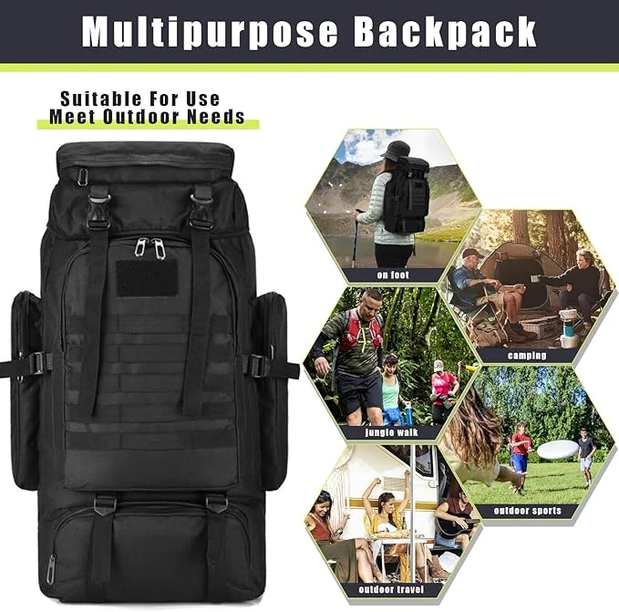 80L Taktischer Wanderrucksack – Wasserdichter Camping & Outdoor Rucksack mit Regenschutz