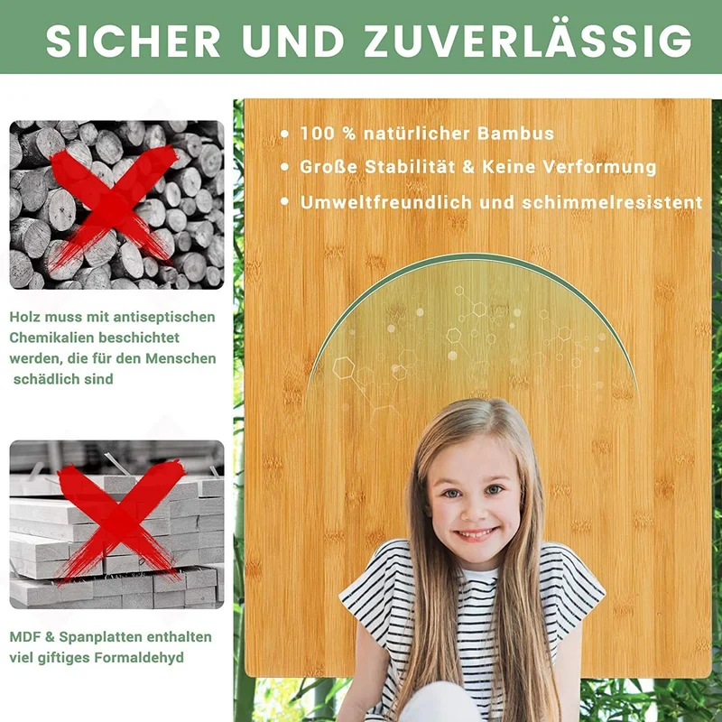 VIAGDO Bücherregal Bambus Standregal, mit 8 Ebenen und Vliesstoff-Schubladen