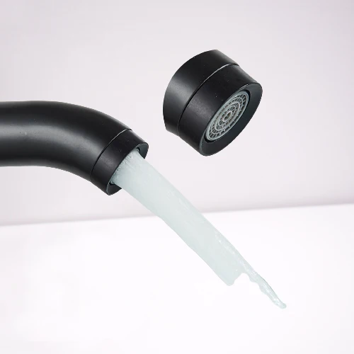 Waschtischarmatur Schwarz – Einhand Mischbatterie für Waschbecken | Moderne Badarmatur mit Heiß- & Kaltwasseranschluss, Keramikkartusche & 40 cm Schläuchen