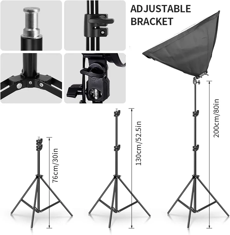 Fotostudio Set mit 3 Softboxen, 3x 65W Tageslichtlampen, Stativen, Galgenstativ und Tragetasche