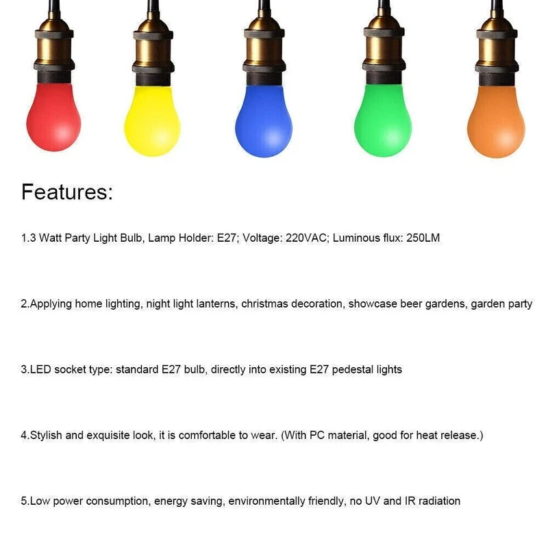 20x farbige LED Leuchtmittel Birnenform 3W E27 gemischt farbige Glühbirnen V1