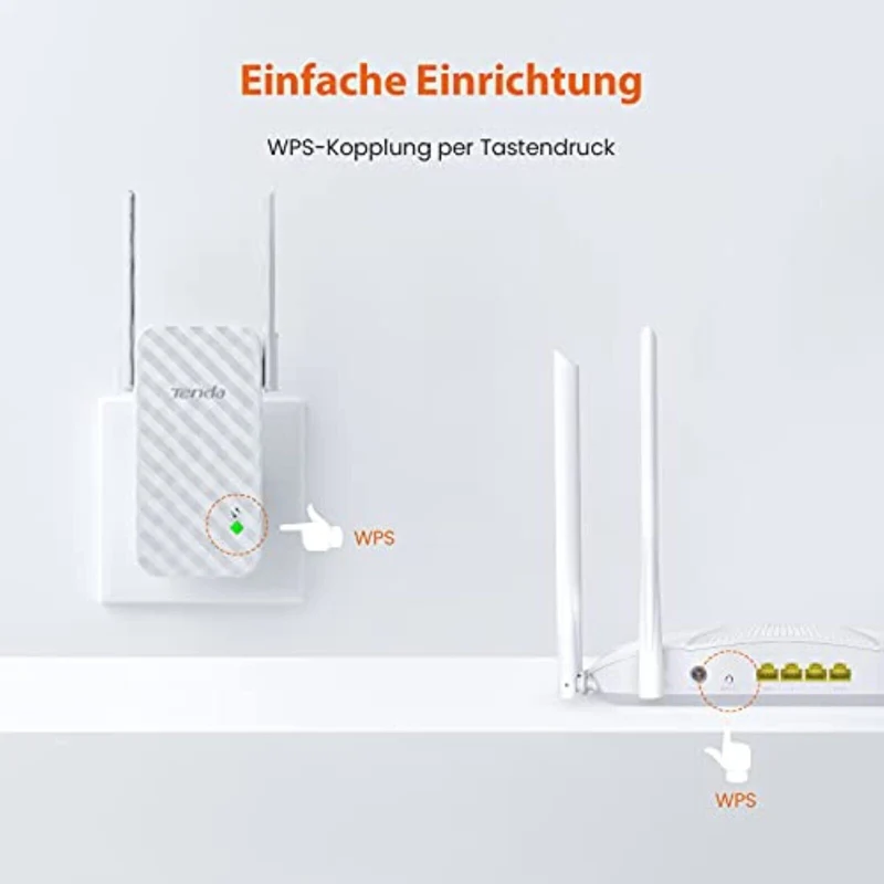 Tenda A9 N300 Universal WLAN Verstärker Repeater 300Mbps 2* 3 dBi Antennen Weiß
