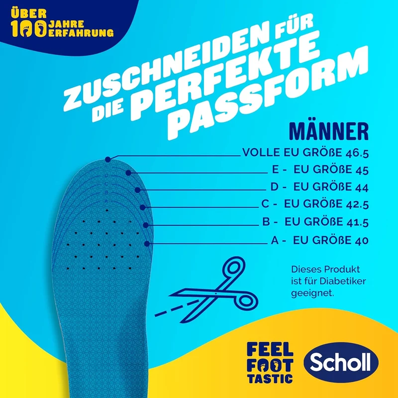 Scholl GelActiv Work Einlegesohlen Herren 40.5–46 – Ganztägiger Komfort & Stoßdämpfung mit GelWave-Technologie