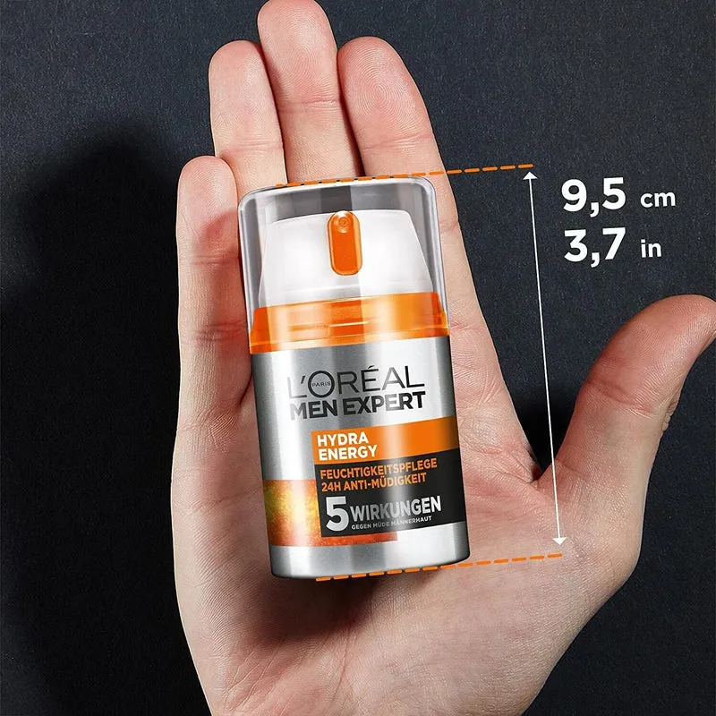 L'Oréal Hydra Energy Männerpflege-Set – 3-teilig: Duschgel, Waschgel & Feuchtigkeitscreme