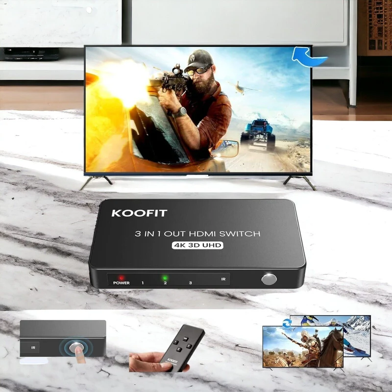 HDMI Splitter 1 in 4 out Umschalter Verteiler Switch Adapter Full HD 4K 1080P 3D