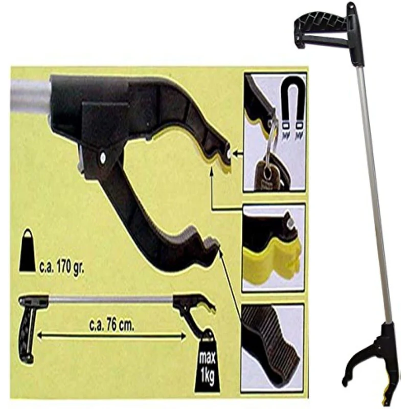 Aluminium Greifhilfe 76 cm mit Magnet – Ergonomische Müllzange für Haushalt, Garten & Werkstatt