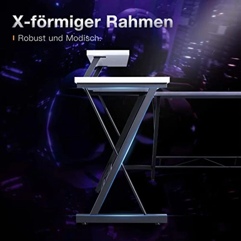 Gaming Tisch 127x127cm Gaming Schreibtisch Gamer Computertisch Ergonomischer PC V