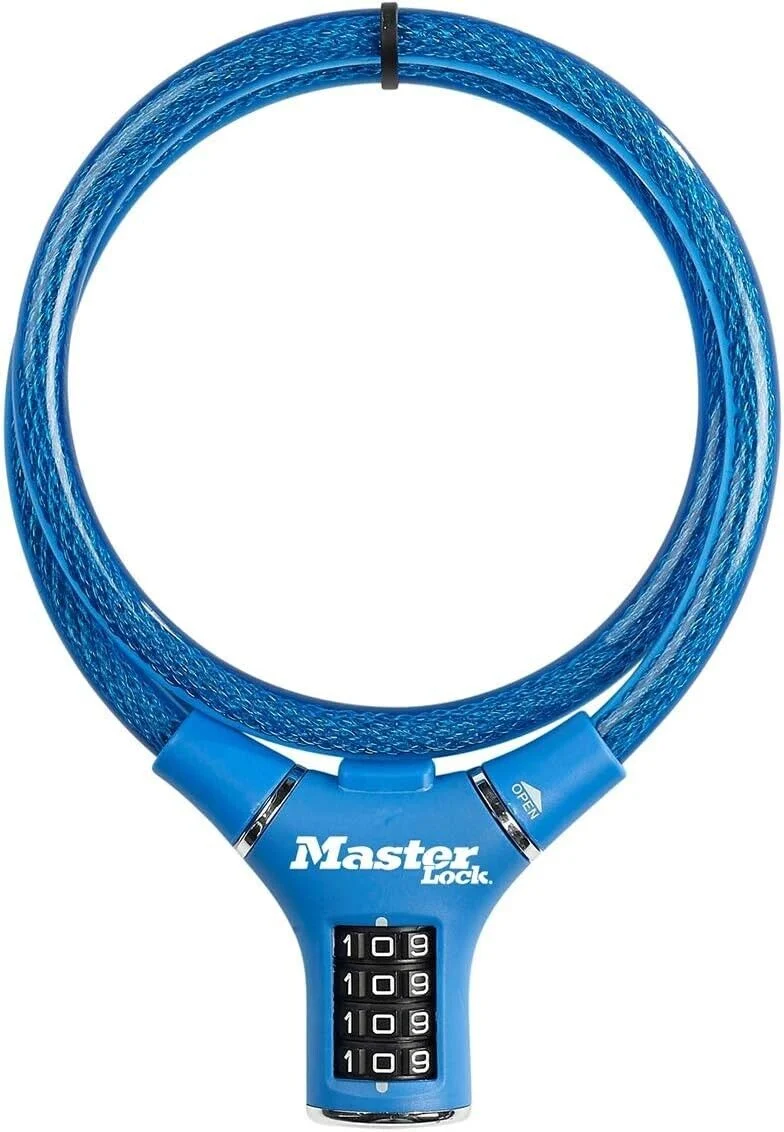 Fahrradschloss 90cm Stahlkabel Zahlenschloss Kabelschloss Wetterfest Blau NEU