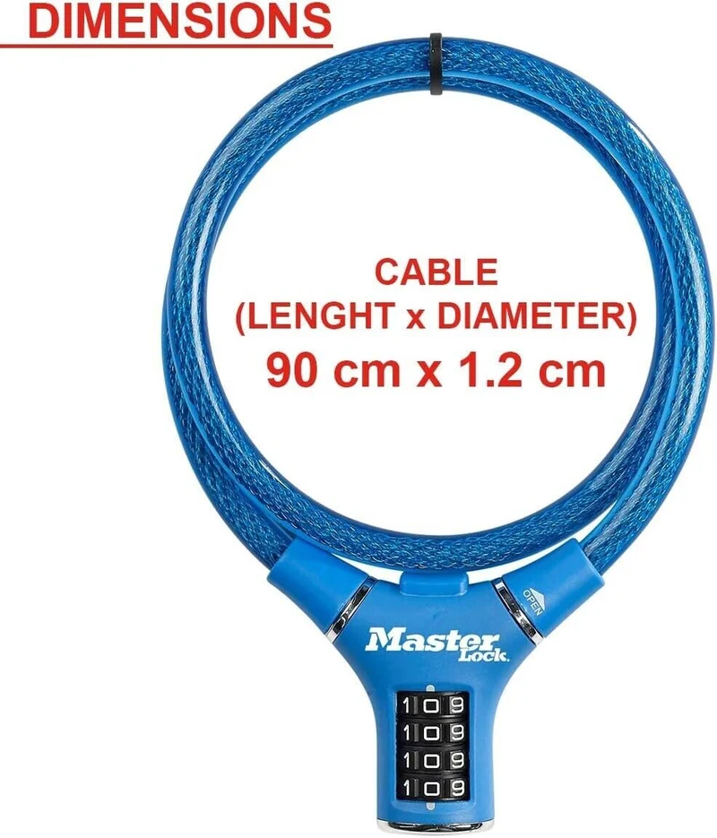 Fahrradschloss 90cm Stahlkabel Zahlenschloss Kabelschloss Wetterfest Blau NEU