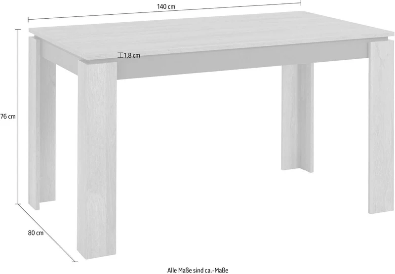 ESSTISCH KATRIN, Breite 140 cm. Alteiche/anthrazit NEU & OVP