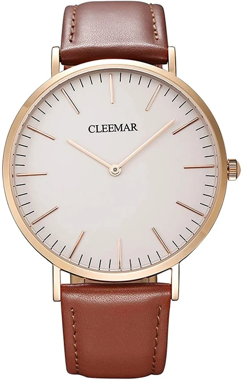Damen Armbanduhrl Leder Minimalist modisch Quarz Saphir wasserdicht elegant Gesc